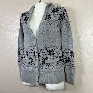 PINK by Victoria Secret Size Small Gray‎ Button Sweater Cardigan with Hoodie